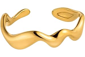 Purelei® Abstract Wave Ring - Fidget – Damenring aus langlebigem Edelstahl – Wasserfeste Ringe – in verstellbarer Größen erhältlich von 52-56 - Damenschmuck
