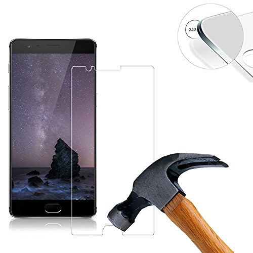 Lusee 2 X Pack Protector de Pantalla Cristal Templado para One plus 3T / Oneplus 3 5.5 Pulgada 9H Dureza (Sólo cubra la parte plana)