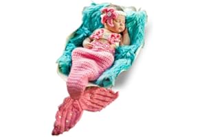 Matissa Baby Kleinkind Neugeborenen Hand gestrickt häkeln Strickmütze Hut Kostüm Baby Fotografie Requisiten Props (Rosa Meerjungfrau)