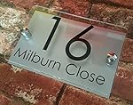 MODERN HOUSE SIGN PLAQUE DOOR NUMBER STREET GLASS EFFECT ACRYLIC ALUMINIUM NAME
