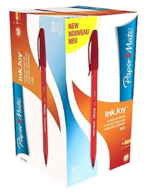 Papermate - S0957140 InkJoy 100 Cap Stylo Bille, Rouge - Lot de 50