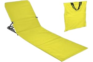 Spetebo Natte de plage pliable avec dossier - Chaise longue de plage - Chaise longue de jardin jaune