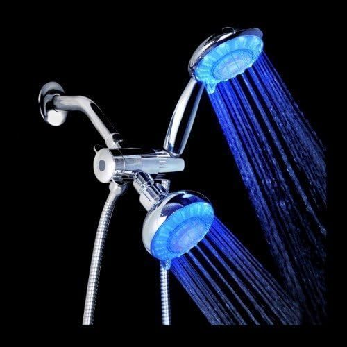 Ana Bath LSS5430CCP 4 Inch 5 Function LED Handheld Shower and LED Showerhead Combo Shower System, Chrome Plated Finish by Ana Bath