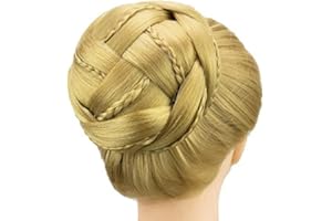 IMISSU Copricapo chignon intrecciato da ballerina di grandi dimensioni Copricapo per ciambella Posticci per capelli Scrunchie Parrucca per Updo sulla festa di nozze (M2 Biondo cenere)