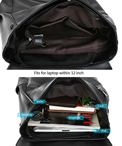 Koolertron Retro Kunstleder Vintage Fashion Unisex School Student Laptop 12   Rucksack Wanderrucksack Hiking Backpack Damen Herren Schultertasche Ruck