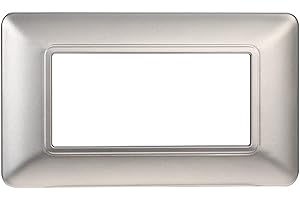 ZOREI Placca Compatibile Con Vimar Plana, Placche In Plastica, 1 Pezzo (4 Posti/Moduli,Silver)