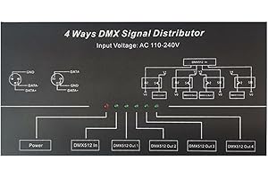Micvtve DMX512 Amplificateur Répartiteur DMX512 Répéteur de Signal 1CH DMX121 4CH 4 Ports de Sortie DMX124 Distributeur de Signal AC100V-240V