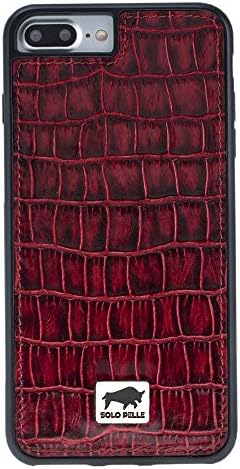 Solo Pelle iPhone 7 Plus / 8 Plus Leather Case Backcover"Flex" Made of Genuine Leather with Crocodile Embossing in Red Including Exclusive Gift Packaging