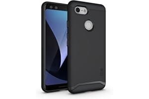 TUDIA Dwuwarstwowa obudowa zaprojektowana dla Google Pixel 3 [Merge], odporna na wstrząsy klasy wojskowej, dwuwarstwowa, wytrzymała, smukła obudowa ochronna (matowa czerń)