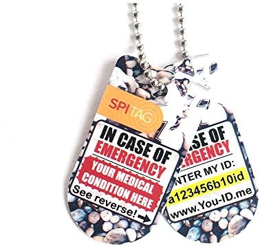 Diabetes Type 2 Medical ID Alert Necklace Diabetic Two Dog Tag Talisman on Ball Chain. Store ALL Your Emergency Information on the Identity Device Capable of Sending SMS Alerts to Contacts In Case of Emergency* High Quality PVC Pendant Printed with Medical Condition and a Unique ID Number Accessible to First-Responders, Paramedics and Emergency Services. (Pebbles)