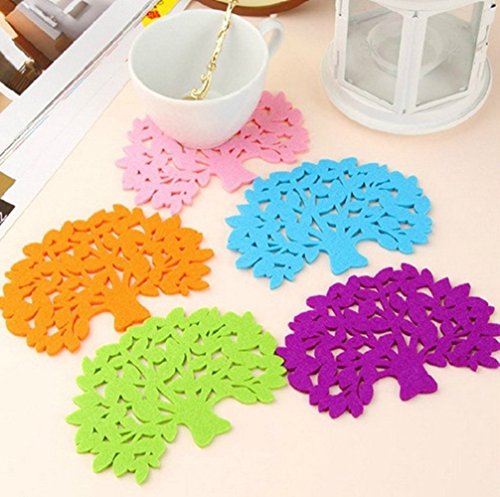 Qingsun Kreativ Untersetzer Glasuntersetzer Baumform für Bar Küche Schwarz (5 Stück) - 2