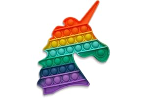 NAUC Reisespiel Antistress Beruhigung Fidget Bubbles Toy Push it Pop up Kids sensorisches Spielzeug, Stressabbau für Kinder Erwachsen Silikon, Form:Einhorn 16 x 15.5 cm