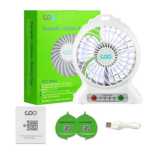 COO Mini USB Ventilator, eine hohe Qualität Tischventilator USB fan mit auch Power bank Funktion, gilt für Zuhause, Büro und Schreibtisch (Weiß) - 7