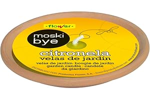 Flower - Plato Terracota Grande con Vela de Citronela | Velas de Jardín y Terraza Decorativas | Ahuyenta Mosquitos y Moscas, No Aplica en Color, Tamaño 18x18x2.5 cm, Material Parafinas