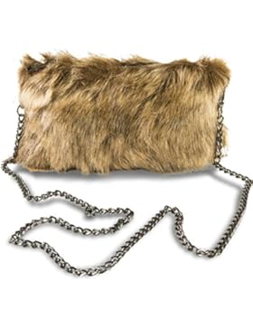 FashionCHIMP Damen Umhängetasche aus Kunstfell mit elegantem Ketten-Trageriemen, kleine Damentasche