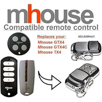 Télécommande Compatible Mhouse GTX4 - 433,92 MHz, Avec Pile Et Porte-clés, Code Roulant