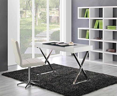 Centurion Supports ADONIS Gloss White and Chrome Ergonomic Home Office Luxury Computer Desk