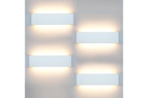 KICAAO 4pz Lampada Interno LED moderne Applique da Parete Bianco Illuminazione Bianco Caldo Luce Alluminio 12W per Casa Soggiorno Camera da Letto Scale (28.5CM)