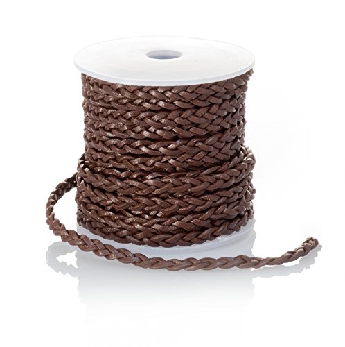 Lederband Geflochten Flach 4,5 mm. Braun 5 m - Länge: wählbar