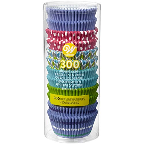 Wilton Baking Cases, Multicoloured Pastel, Chevron/Dots/Stripes, Standard, 5cm (2in), Pack of 300