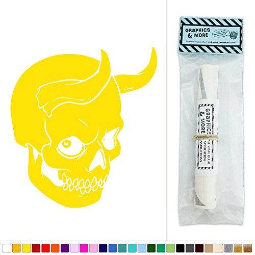 Skull Bull Horns Vinyl Sticker Decal Wall Art Décor - Yellow