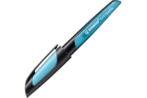 ‎STABILO STABILO - Schulfüller mit Standard-Feder M - EASYbuddy in schwarz/himmelblau - Schreibfarbe blau (löschbar) - Einzelstift - inklusive Patrone