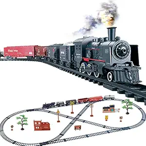 FairOnly Simulation Classic Train Track Toy Little Train Retro Steam Train Toy Set - for Child Gift