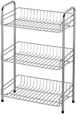 Bathroom Shelving Unit Standing Shelf Bathroom Towel Shelf Storage 3 Tier Metal Chrome Plated