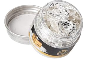 KIRIN Edible 50mg 100% Pure Silver Foil Flakes, Gilding Leaf Flakes for Food & Drinks Decoration, Painting and Furniture Design