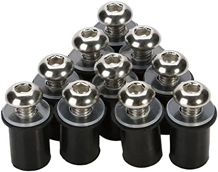 ECLEAR Windscreen Bolt Kit, 10 Pcs/lot 5mm Windshield Screws Fits Harley Honda Yamaha Kawasaki BMW Triumph Suzuki Ducati - Silver