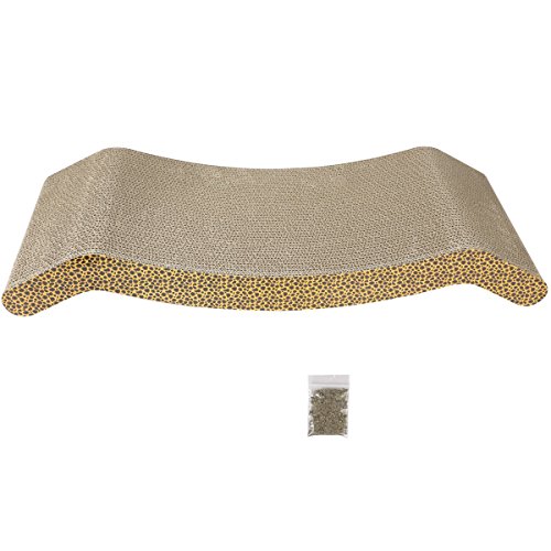 sunshineworldauk Large Corrugated Cardboard Leopard Pattern Cat Scratcher Sofa Bed with Catnip,Leopard Pattern