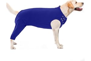 PUMYPOREITY Body Chien Opération, Body pour Chien avec Pattes Arrière Combinaison de Protection Vêtements Postopératoires Manchon de Récupération Chirurgicale(Bleu, L)
