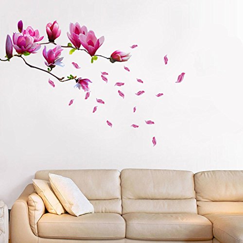 Walplus Wandsticker-Dekoration, große Blüten am Magnolienbaum - 2
