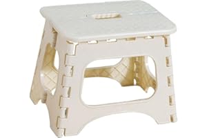 FUGLUS 1 tabouret pliant, tabouret bicolore, tabouret en plastique, tabouret pliant, tabouret pour enfants, capacité de charge jusqu'à 150 livres, blanc