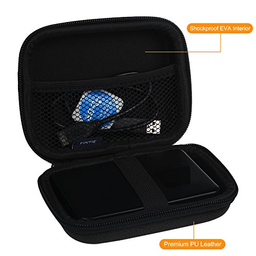 Fintie Samsung T3 SSD Tasche Hülle – Kunstleder beschichtete Hard EVA stoßfeste Tragetasche Organisator Schutztasche Reisetasche für Samsung T3 Portable 250GB 500GB 1TB 2TB SSD USB 3.1 Externe Solid State Drive, Schwarz - 3