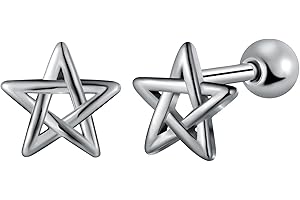 Yumilok Stud Earrings for Women Men Stainless Steel Barbell Screw Earrings stars pentagram Hoop Piercing Balls