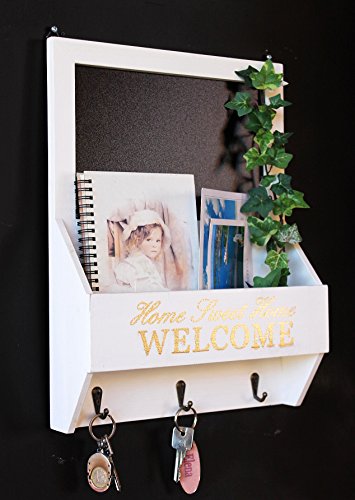 DanDiBo Schlüsselboard mit Briefablage und Kreidetafel 15B812 Schlüsselkasten Memoboard 40 cm Schlüsselleiste
