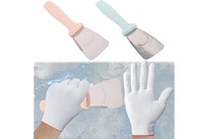 CUHZA 2 Raschietto per Ghiaccio per Frigorifero, Pala da Cucina, congelatore, Paletta in Acciaio Inox, Multifunzione, Pratico Accessorio per Frigorifero,Viene Fornito con 1 Paio di Guanti