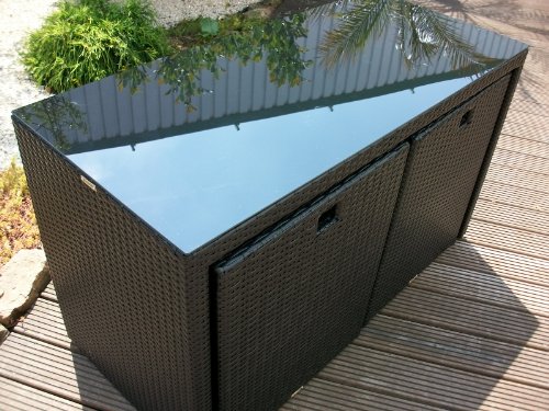 Polyrattan Rattan Garten Sitzgruppe New Toscana schwarz für 2 bis 4 Personen - 2