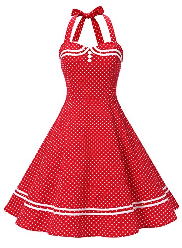 Timormode Robe de Mariée Grande Taille Femme Robe Cocktail pour Femme Ronde Robe Année 1950 Robe pour Mariage Sirène Robe de Cérémonie Femme 10387Red Dot XS