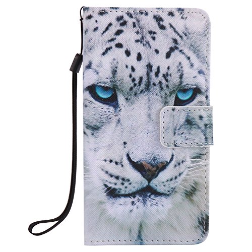 Feeltech LG X Power Hülle PU-Leder und Brieftasche Bunte Muster Fall mit Magnetverschluss, Hybrid-Kickstand mit Stand-Funktion, schlagen Sie schützende weiche TPU Stoßstangenabdeckung und Kreditkartenhalter für LG X Power Handgelenk Bügel-Buch-Art-Geldbeutel-Tasche mit 2 In 1 Berühren Sie Stift – White leopard - 2