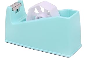 QILIMA Desktop Tape Dispenser Adhesive Roll Holderwith Weighted Nonskid Macaron Green (Fits 1" & 3" Core)