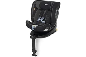 Foppapedretti Seggiolino Auto FP360 I-Size, Seduta Girevole a 360°, per bambini da 40 a 150 cm di altezza, 0-12 anni, conforme ECE R129, Fissaggio Dualfix (Isofix e non), Safe Body Protection, Nero