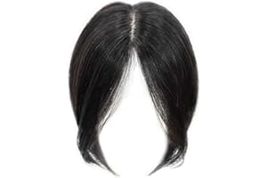 NOPEILVI Real Topper Middle Side Hair Human Hair, toppers per donne vere capelli umani senza frangia, clip del topper a corona nei capelli per donne con capelli diradanti, strumento di bellezza.
