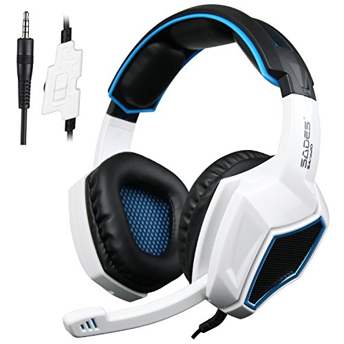 Auriculares Gaming para PS4 PC Sades SA920 Cascos Ruido Reducci  n de Diademas Cerrados Profesional con Micr  fono Limpio Sonido 3 5mm Compatible Xbox One Tablet Port  til Mac iPhones iPads iPods Blanco 