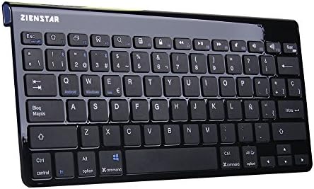 Zienstar-español carta -Ultra Slim Teclado inalámbrico Bluetooth con batería de litio incorporada (UV Shinny color Negro)