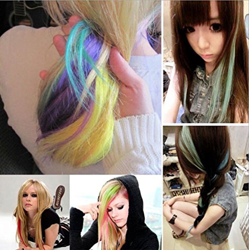 Haarverlängerungen, Perücken für Frauen, Clip-In-Extensions für komplette Haarverlängerung, 24Pcs/Set hitzebeständig Hair Piece Multi-Farben-Partei-Highlight auf dem Clip in Hair Fashion Beauty Salon Versorgung gerade (24 Colors) - 5