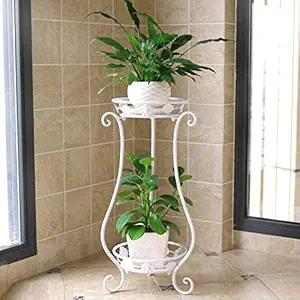 S.F. Decor Presents Metal Iron Plant Stand Single Peace (White Colour Finish) || 22 INCH || Flower Big Pot