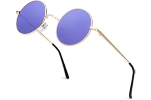 ANYLUV Round Sunglasses Mens Polarised, Classic Circle Sunglasses for Women UV Protection, Hippie Glasses Lennon Style Metal Frame