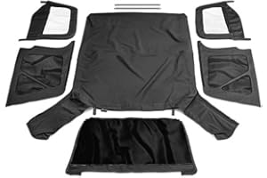 RAMPAGE PRODUCTS Rampage Premium Ersatz-Soft-Top mit Türfellen und getönten Fenstern | Segeltuch, Black Diamond Color | 912935 | passend für Jeep Wrangler TJ 1997–2006 mit Türfellen
